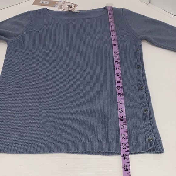 Benedetto B. Merino Wool Cashmere Blend Knit Sweater In Haze Blue NWT Size M - Picture 10 of 15